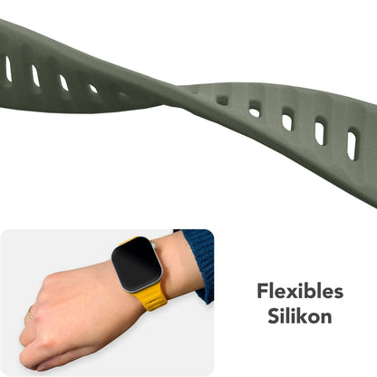NALIA Motion Silikon Armband kompatibel mit Apple Watch Armband iWatch Series Ultra/SE 10 9 8 7 6 5 4 3 2 1, 42/44/45/46/49mm, Ersatzarmband Sportarmband Steck-Pin Verschluss