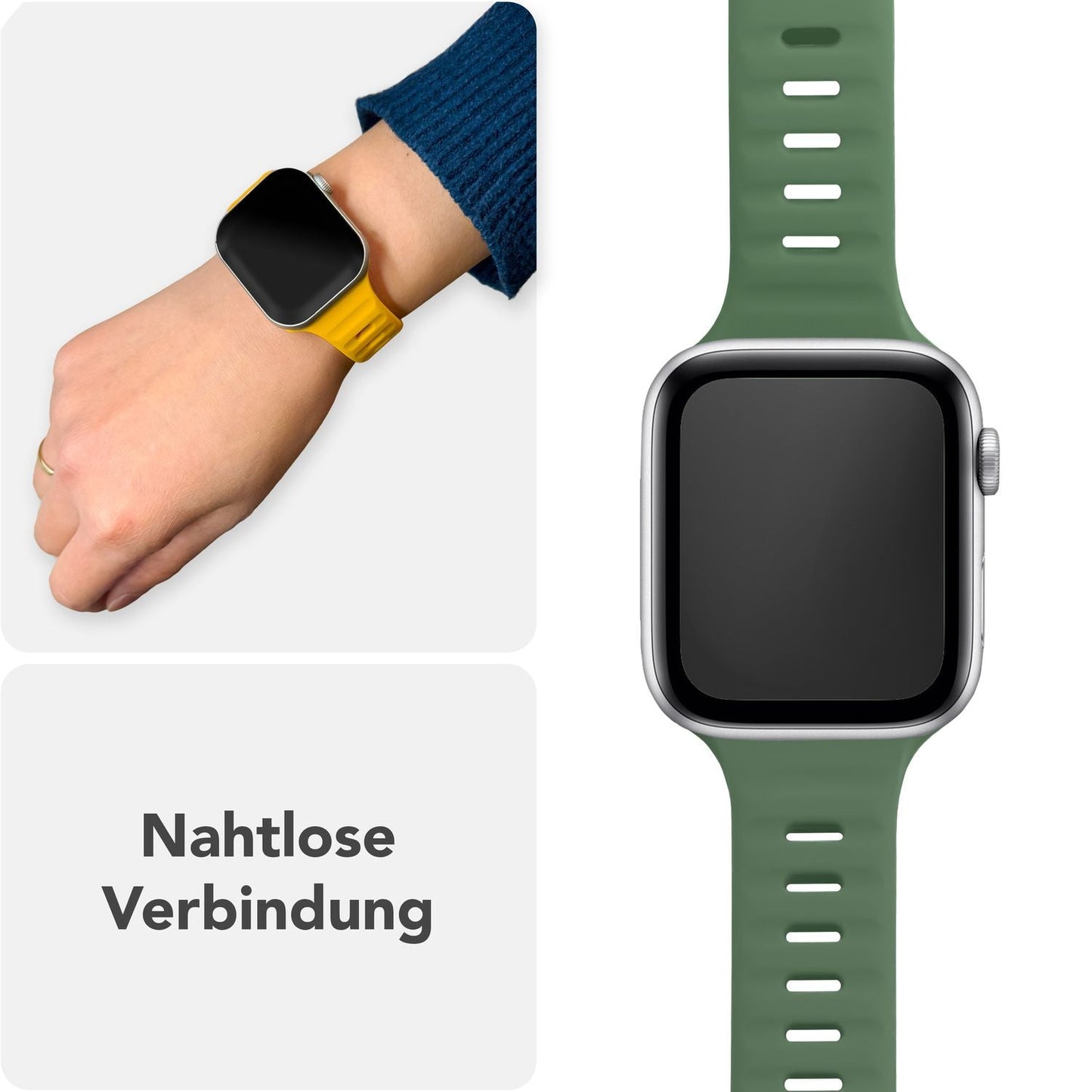 NALIA Motion Silikon Armband kompatibel mit Apple Watch Armband iWatch Series Ultra/SE 10 9 8 7 6 5 4 3 2 1, 42/44/45/46/49mm, Ersatzarmband Sportarmband Steck-Pin Verschluss