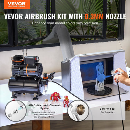 Airbrush-Set mit Kompressor -  3,5-L-Luftspeichertank - 0,3mm Düse
