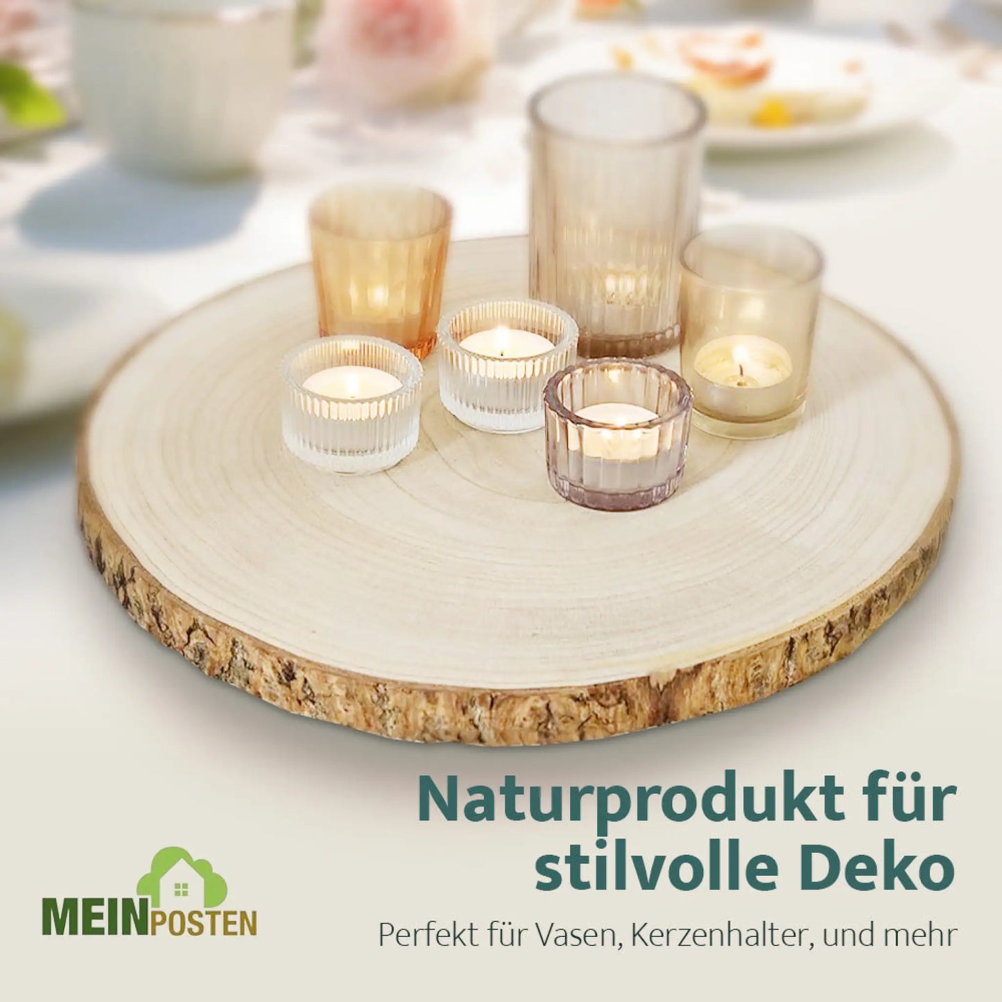 Dekobrett Baumscheibe Holz Holzbrett Brett Tablett Tischdeko Holzscheibe 38-44