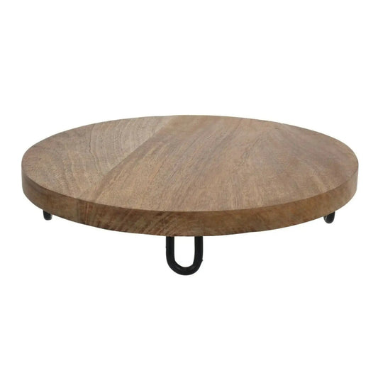 Dekobrett Holz Mangoholz Holzbrett Brett Schale Mango Teller mit Füßen Ø 30 cm