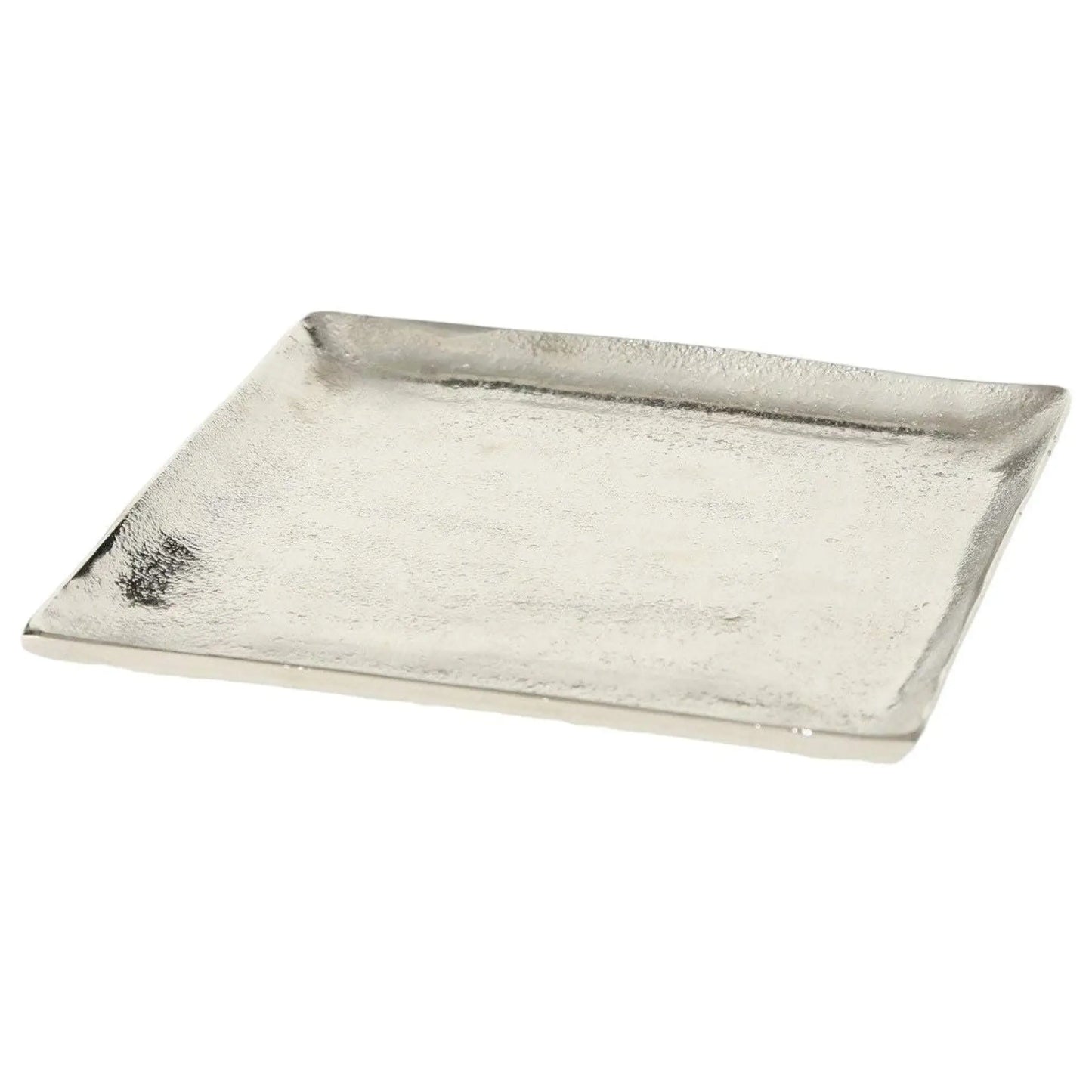 Dekoschale Dekoteller Metall Kerzentablett 20x20 cm Tablett Silber Quadratisch