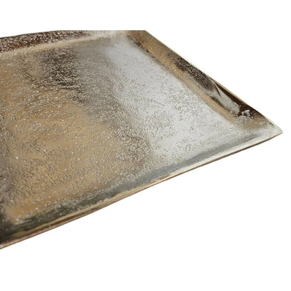 Dekoschale Dekoteller Metall Kerzentablett 20x20 cm Tablett Silber Quadratisch