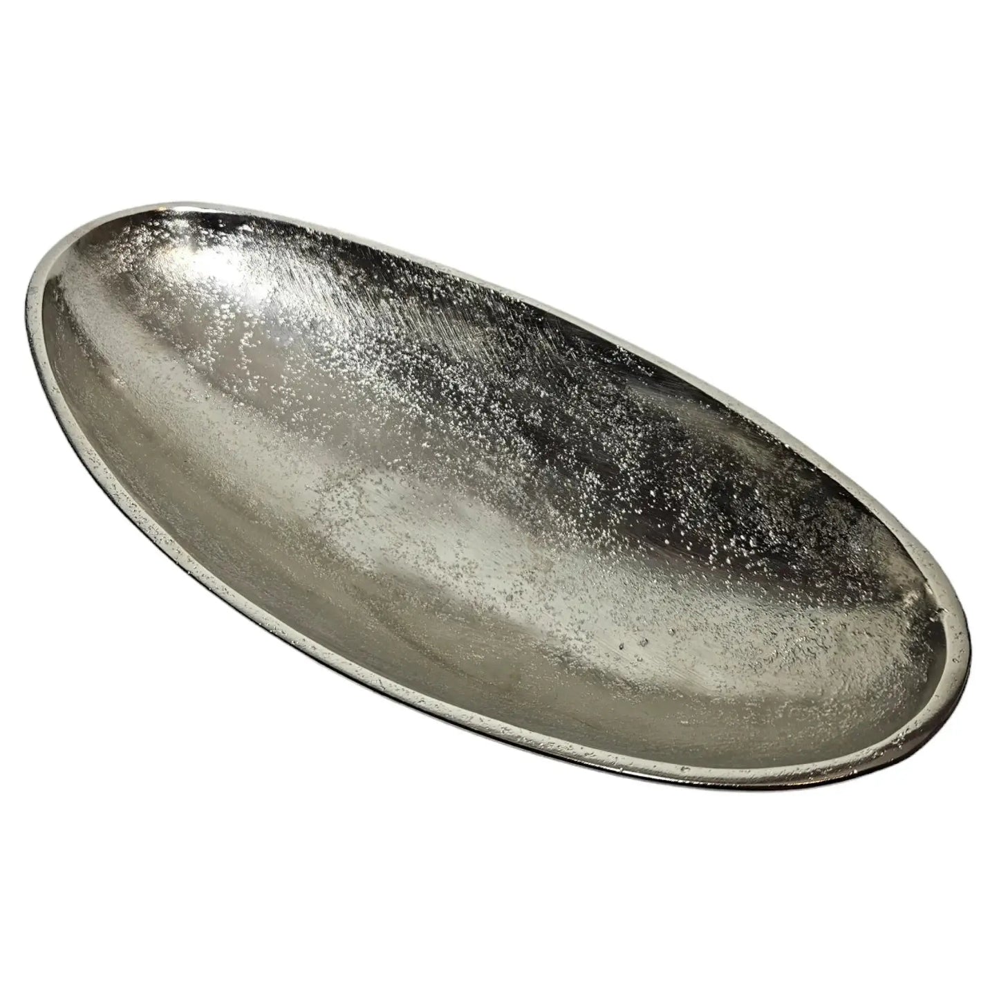 Dekoschale Metall silber Schale Metallschale oval Deko Tischdeko Länge 34 cm