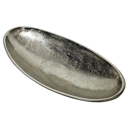 Dekoschale Metall silber Schale Metallschale oval Deko Tischdeko Länge 34 cm