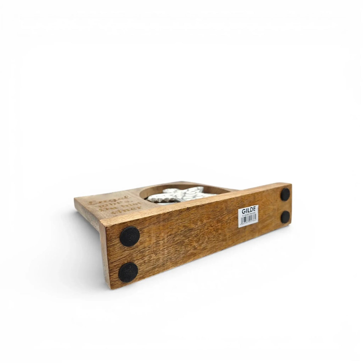 Dekoschild Engel mit Spuch Mangoholz Metall Aufsteller Schild Wohnaccessoire Holz