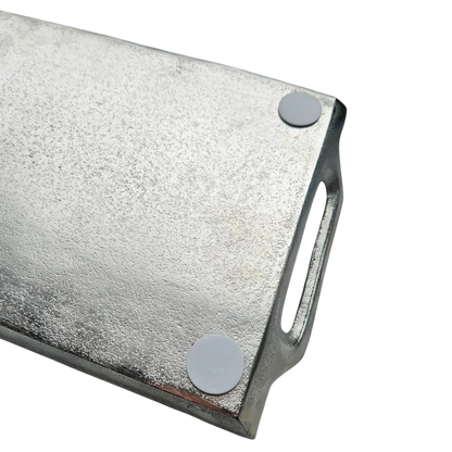 Dekotablett Dekoteller Dekoschale Kerzentablett Metall Tablett silber Griffe 47x20 cm