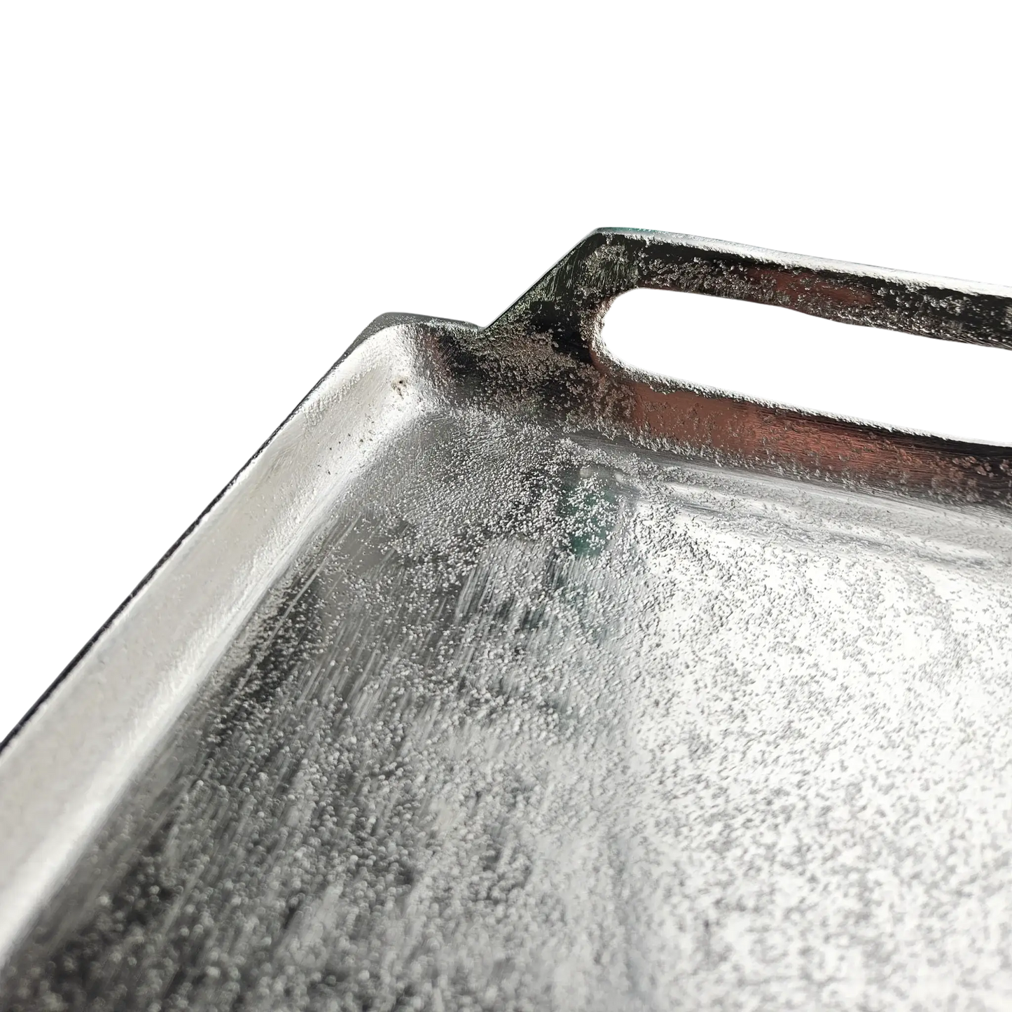 Dekotablett Dekoteller Dekoschale Kerzentablett Metall Tablett silber Griffe 47x20 cm