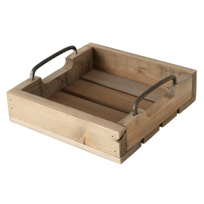 Dekotablett Serviertablett Holztablett braun 30 cm cm Holz Metallgriff dekorativ 2er Set