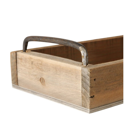 Dekotablett Serviertablett Holztablett braun 38 cm Holz Metallgriff dekorativ 2er Set