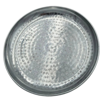 Dekoteller Dekoschale silber Metallschale Hammerschlag Unikat Kerzentablett Kerzenschale