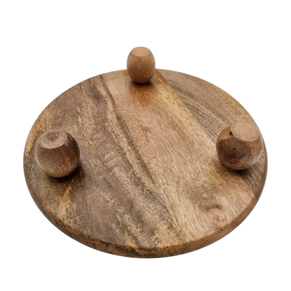 Dekoteller rund auf Füßen Kerzentablett Mangoholz 29 cm Holztablett Blumenhocker Dekorativ