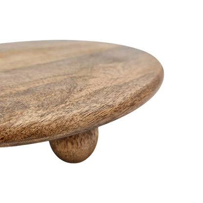 Dekoteller rund auf Füßen Kerzentablett Mangoholz 29 cm Holztablett Blumenhocker Dekorativ