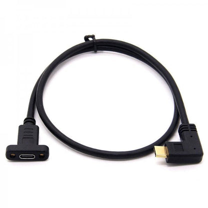 SYSTEM-S USB 3.1 Kabel 50 cm Typ C Stecker zu Buchse Schraube Winkel in Schwarz