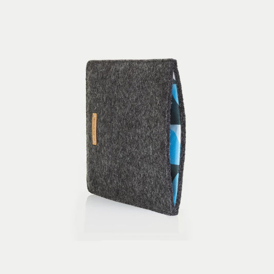 Hülle für Kindle Oasis 10 | aus Filz und Bio-Baumwolle | anthrazit - shapes | Modell "LET"