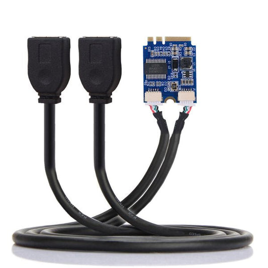 SYSTEM-S M.2 Key Y Kabel 30 cm A+E zu 2 x 2.0 Typ A Buchse in Schwarz