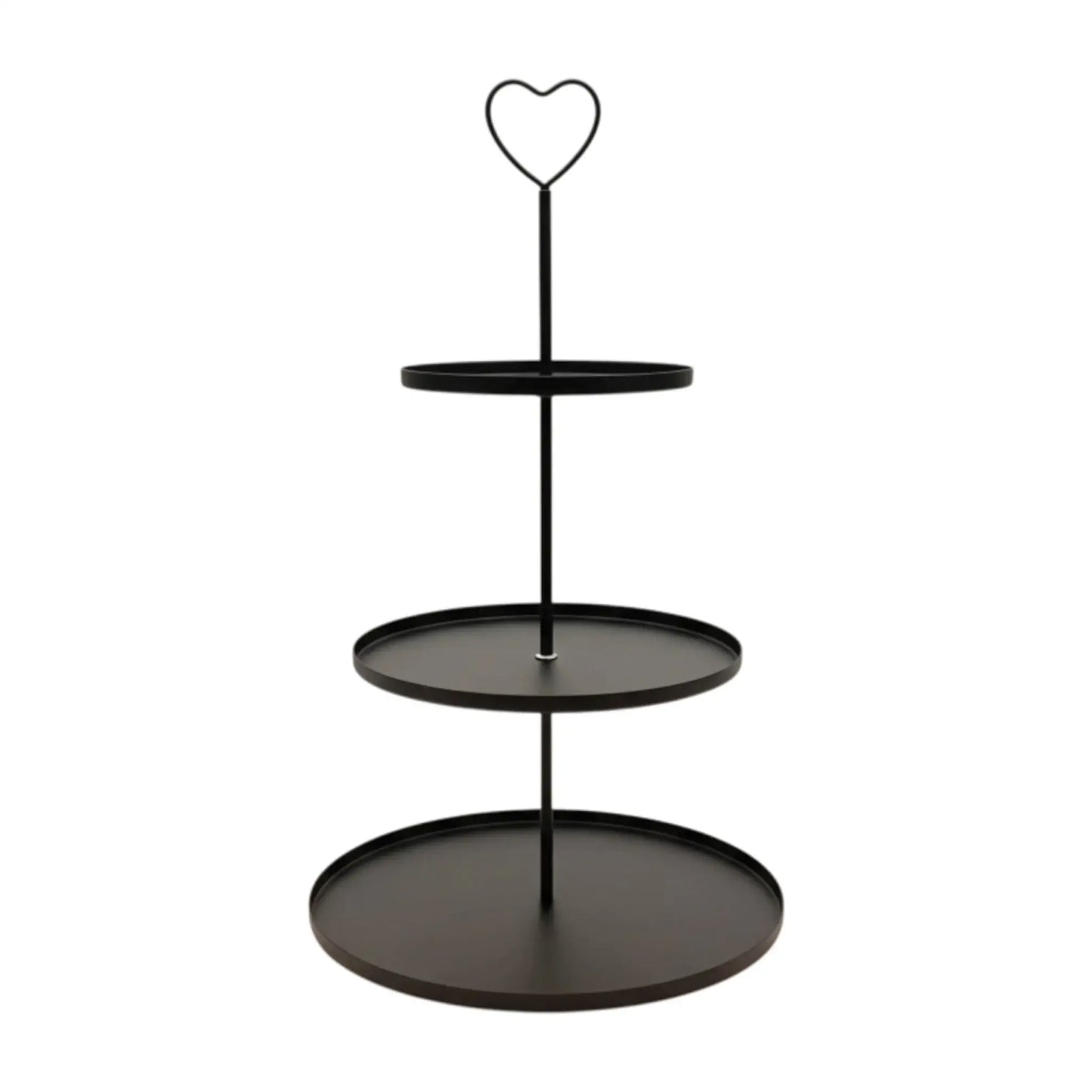 Etagere Paris schwarz 48x30 rund Metall 3 Schichten 3-Stöckig Vintage Muffin Herz