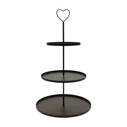 Etagere Paris schwarz 48x30 rund Metall 3 Schichten 3-Stöckig Vintage Muffin Herz