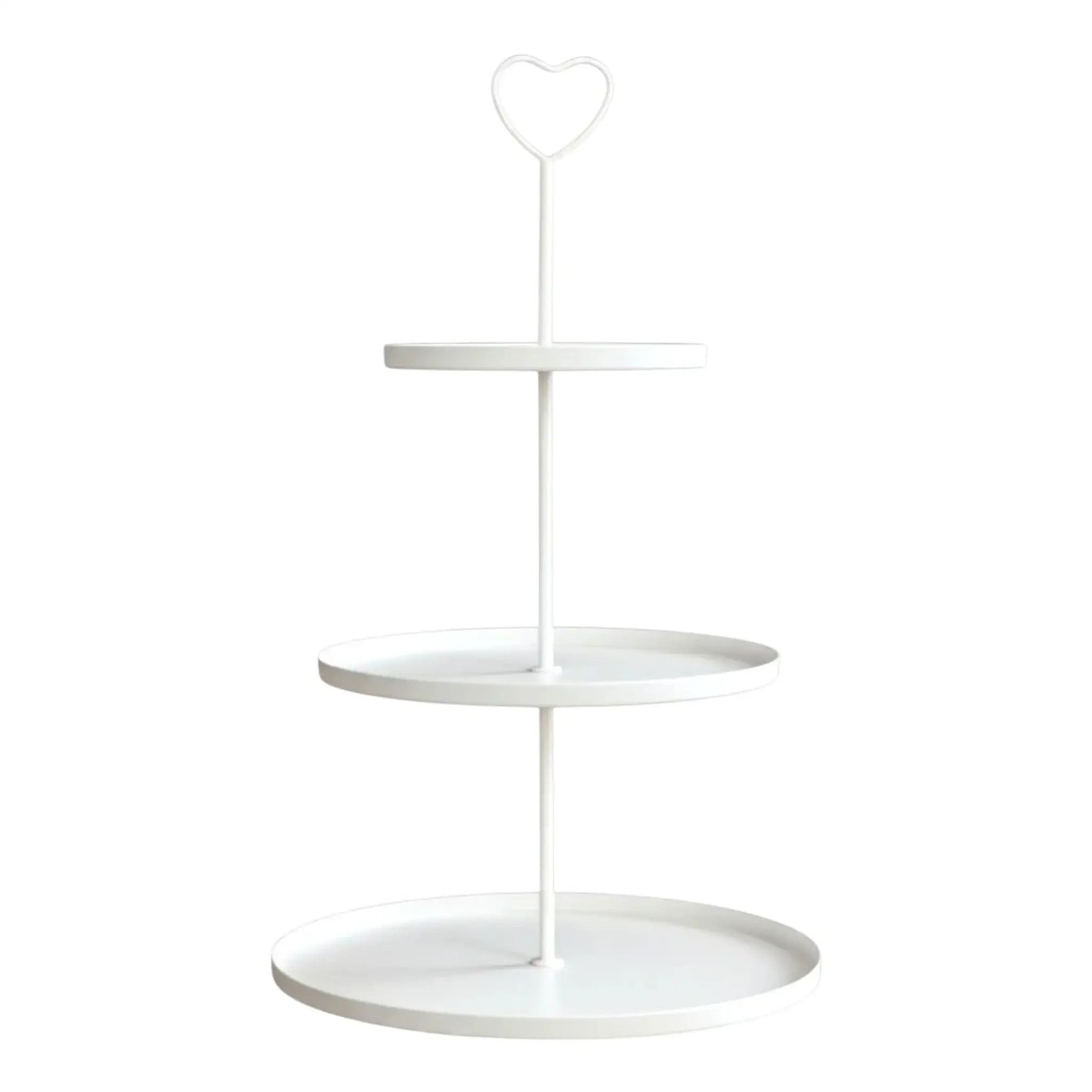 Etagere Paris weiß 48x30 rund Metall 3 Schichten 3-Stöckig Vintage Muffin Herz