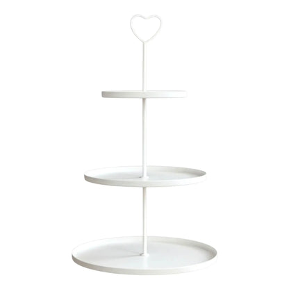 Etagere Paris weiß 48x30 rund Metall 3 Schichten 3-Stöckig Vintage Muffin Herz