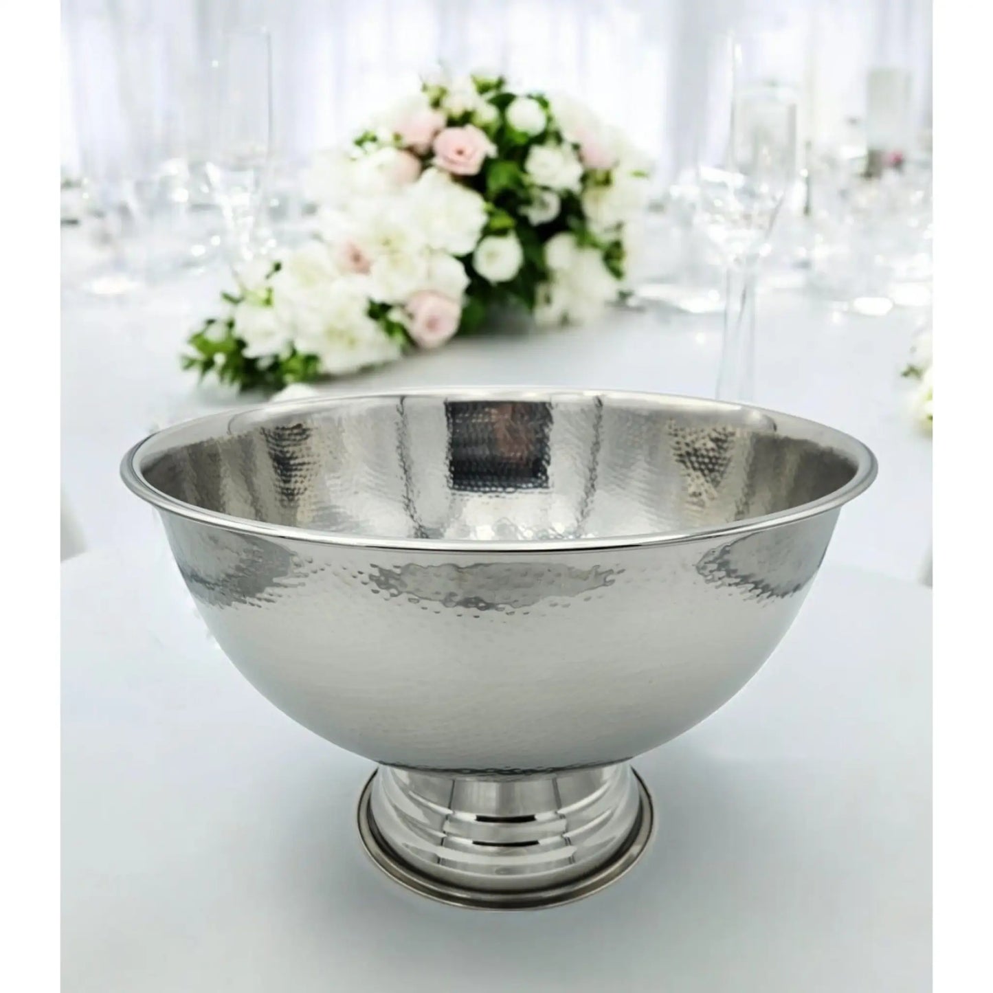 Flaschenkühler Schale rund Edelstahl Champagnerschale Hammerschlag Sektkühler