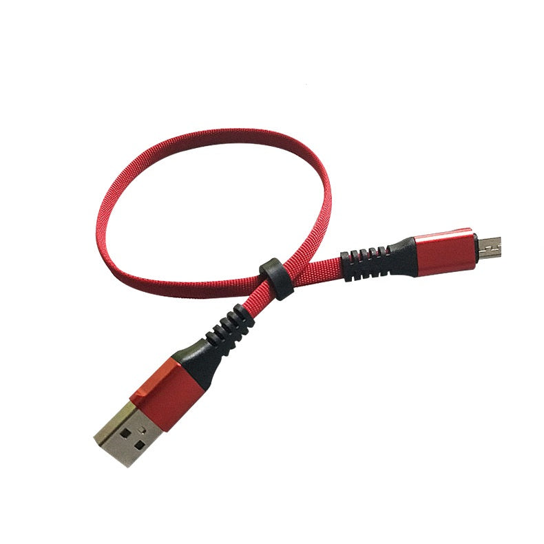 System-S USB A male to Micro USB male cable flat cable 32 cm in red