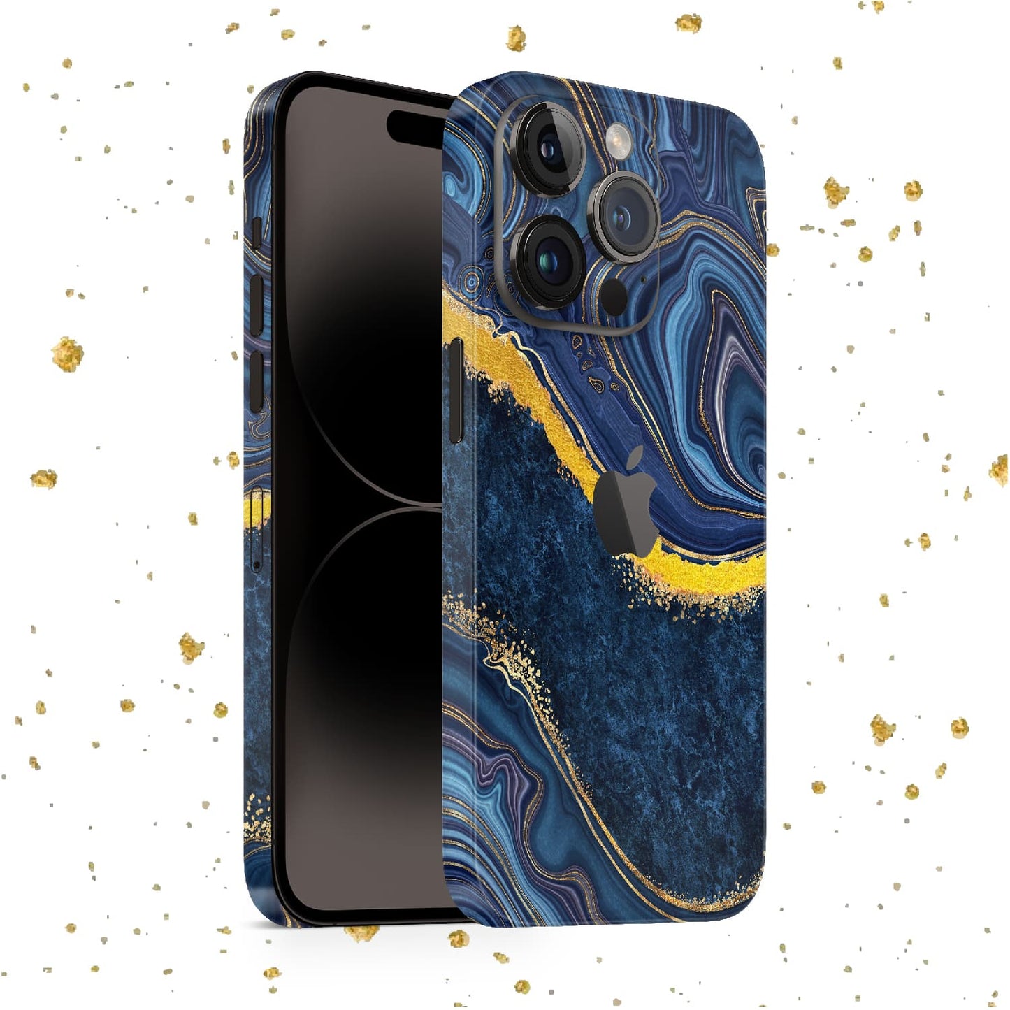 iPhone 14 Pro Skin mit 24K Gold Luxury Blue