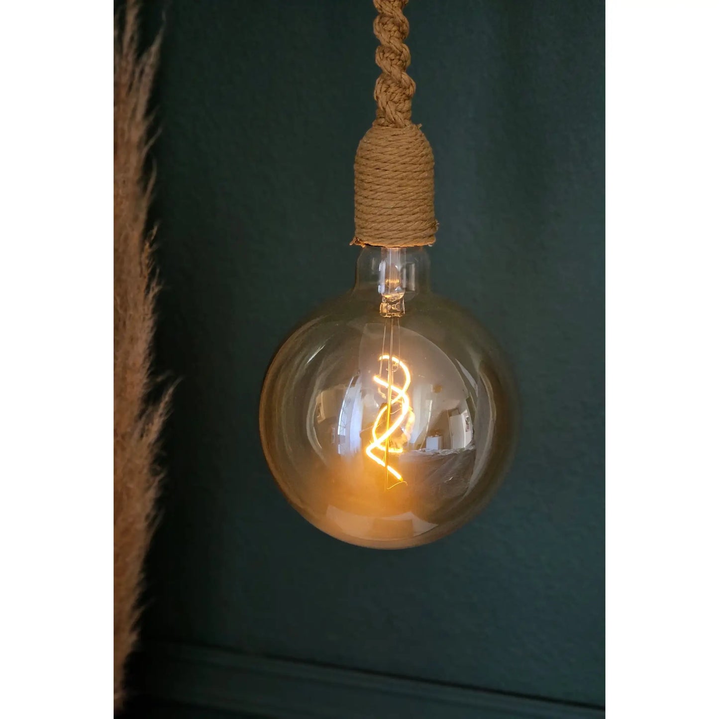 Hängelampe LED Braun Seil Macrame Hängeleuchte Timer Fernbedienung  Ø15cm Lampe