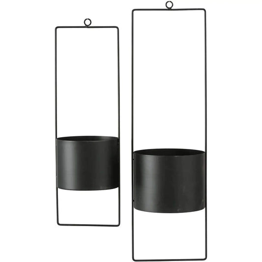 Hängetopf Blumentopf Metall schwarz indoor outdoor Balkon Fenster Blumenampel 2er set