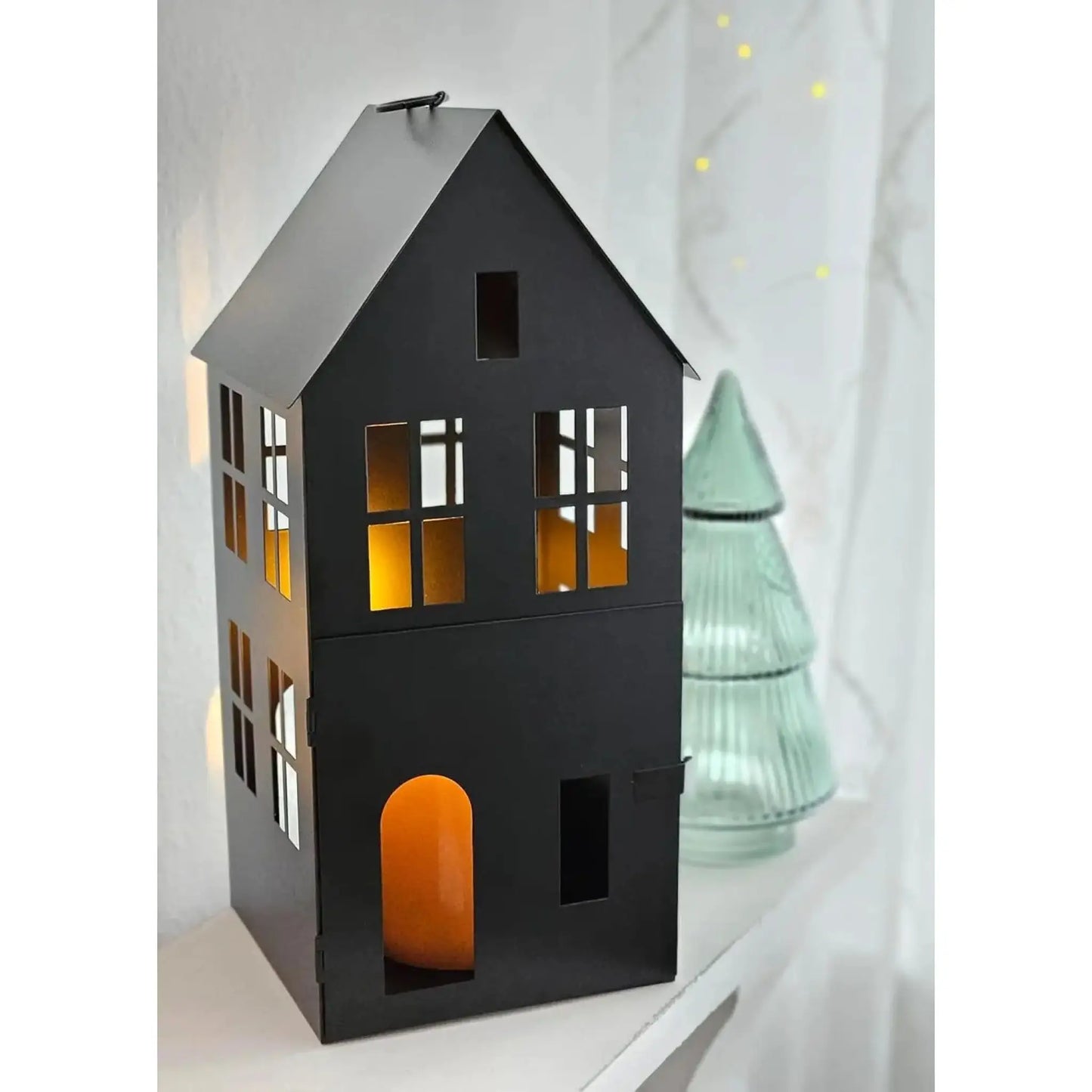 Haus Metall schwarz Dekoration meinposten 3 Set Laternen Windlicht