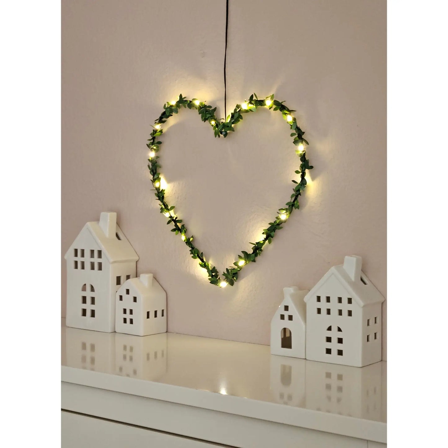 Herz Stern Fenster LED Silhouette Warmweiß Weihnachtsbeleuchtung 30cm Deko grün
