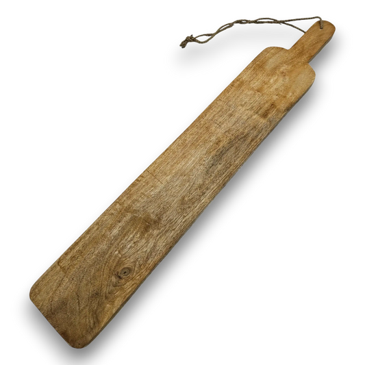 Holzbrett Dekobrett Holzplatte langes Tablett Mangoholz 76x12 cm massiv Kerzentablett