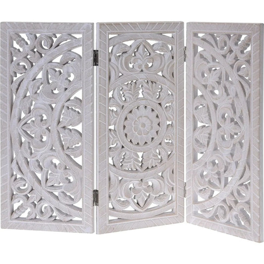 Holzornament weiß 60x45 cm shabby Landhaus Mandala Holz Holzbild eckig Ornament