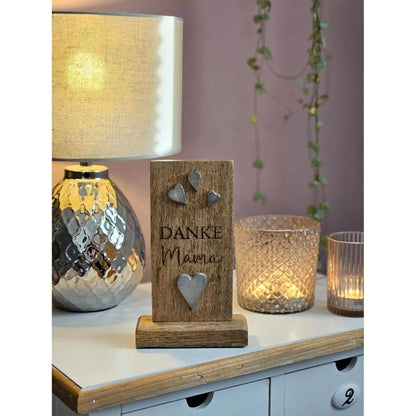 Holzschild MAMA Holztafel Geschenk Muttertag Mutter Schild Mangoholz Höhe 20 cm