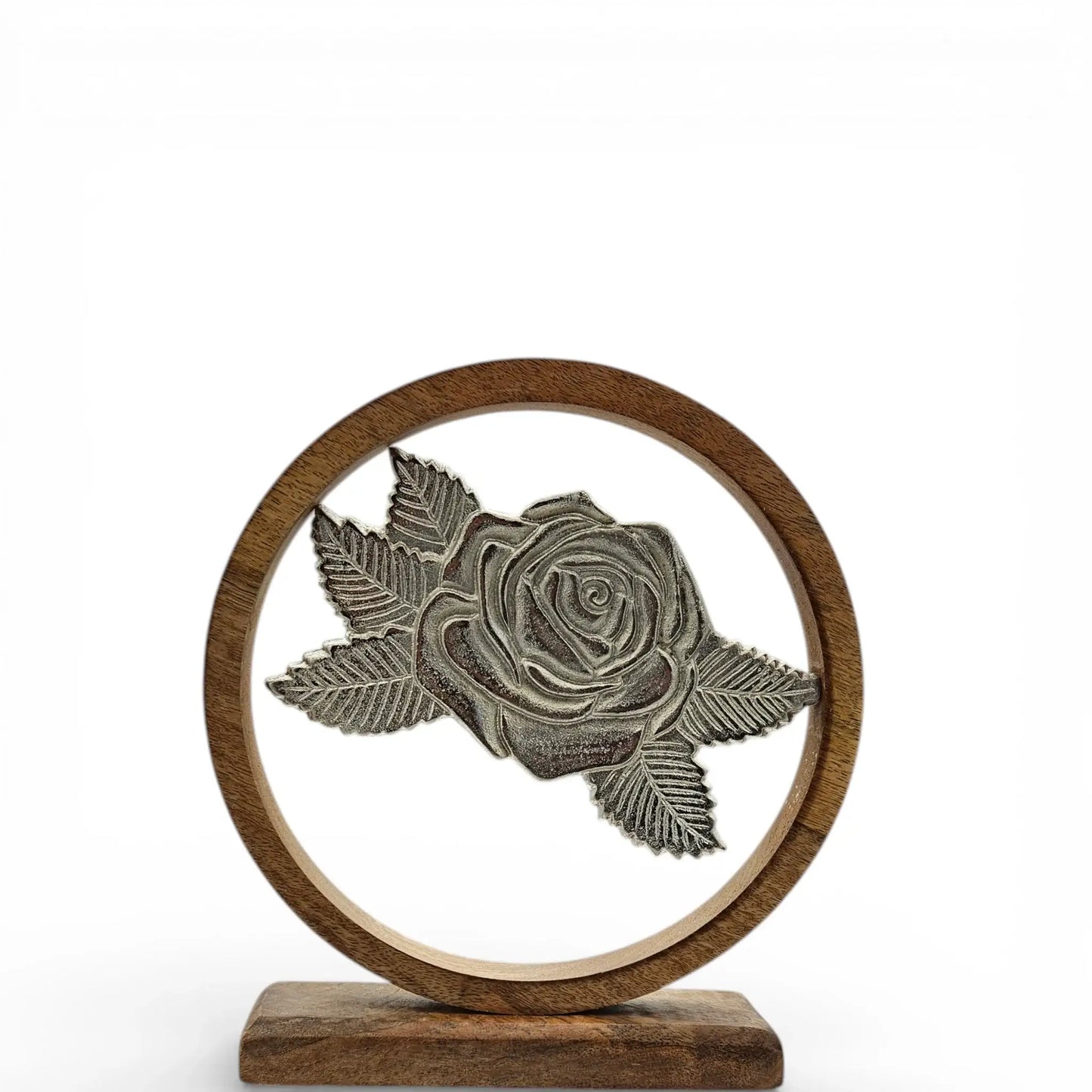 Holzschild mit Rosen Blumen Deko Schild Aufsteller Holzschild Metall Geschenk Mangoholz