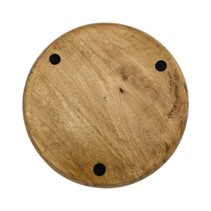 Holzteller Deko Teller Kerzenteller rund 22 o 30 cm Blattmuster braun Mangoholz dekobrett