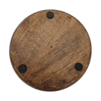 Holzteller Deko Teller Kerzenteller rund 22 o 30 cm Blattmuster braun Mangoholz dekobrett