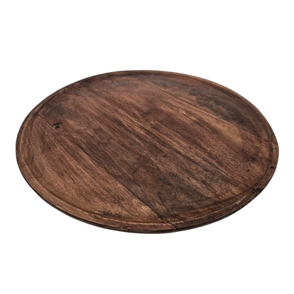 Holzteller Dekoteller rund hellbraun dunkelbraun 37 cm Kerzenteller Mangoholz