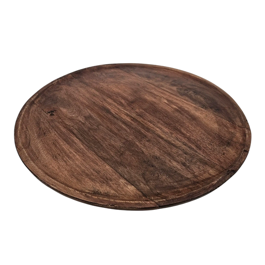 Holzteller Dekoteller rund hellbraun dunkelbraun 37 cm Kerzenteller Mangoholz