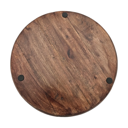Holzteller Dekoteller rund hellbraun dunkelbraun 37 cm Kerzenteller Mangoholz