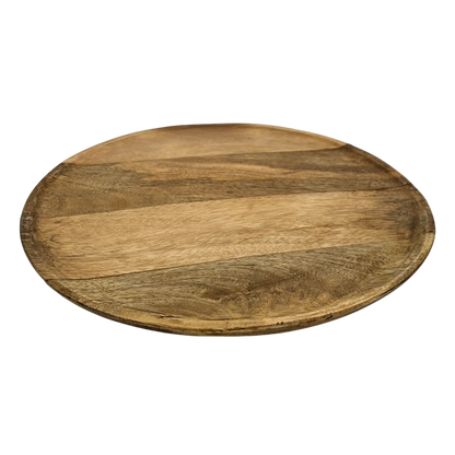 Holzteller Dekoteller rund hellbraun dunkelbraun 37 cm Kerzenteller Mangoholz