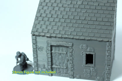 Small Stone Normandy Shed T1 (Volume 1) - Tabletop Wargaming WW2 Terrain | 15mm 20mm 28mm Miniature 3D Printed Model | Bolt Action
