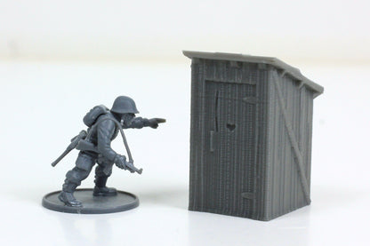 Rural Toilet - Tabletop Wargaming WW2 Terrain - 15mm - 20mm - 28mm - HO - Miniature 3D Printed Model