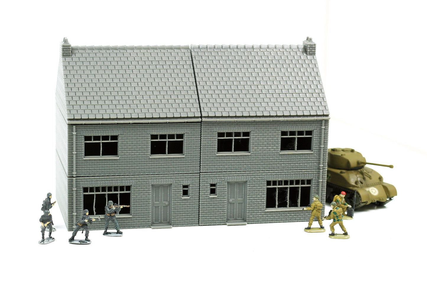 Dutch Terraced House Double - Tabletop Wargaming WW2 Terrain | 15mm 20mm 28mm HO Miniature 3D Printed Model | Bolt Action