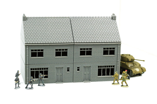 Dutch Terraced House Double - Tabletop Wargaming WW2 Terrain | 15mm 20mm 28mm HO Miniature 3D Printed Model | Bolt Action