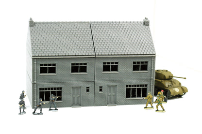 Dutch Terraced House Double - Tabletop Wargaming WW2 Terrain | 15mm 20mm 28mm HO Miniature 3D Printed Model | Bolt Action