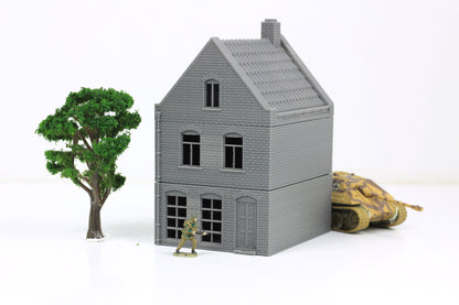 Dutch Spout Facade House - Tabletop Wargaming WW2 Terrain | 15mm 20mm 28mm HO Miniature 3D Printed Model | Bolt Action
