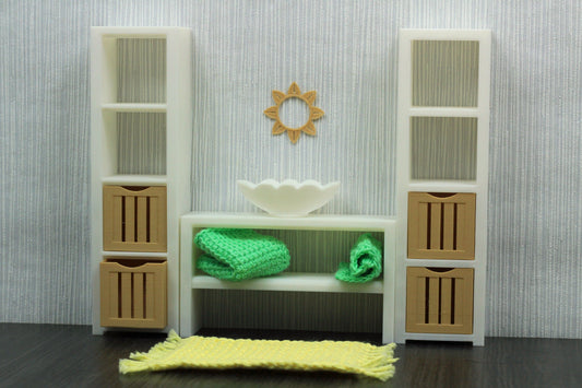 Dollhouse Miniature Bathroom Furniture Set - 1:12 Scale