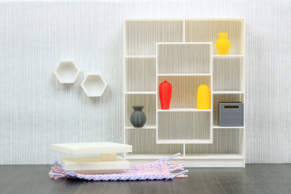 Large Modern Bookshelf | 1:12, 18 & 24 Scale Dollhouse Furniture | 3D Printed Miniature
