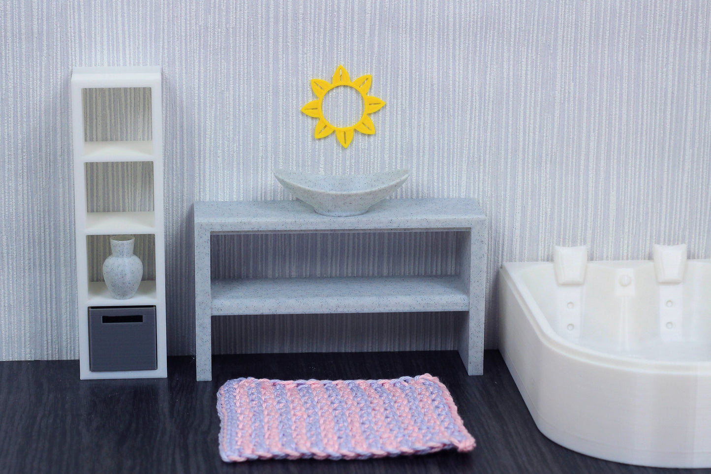 Modern Oval Sink | 1:12 Scale Dollhouse Bathroom Furniture | 3D Printed Miniature